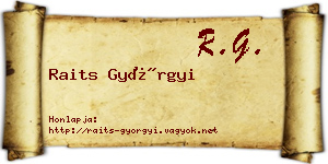 Raits Györgyi névjegykártya