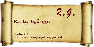 Raits Györgyi névjegykártya